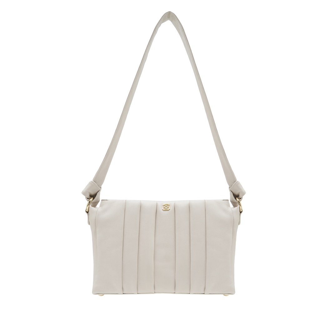 Lupin Beyaz Kadın Pilili Deri Omuz Askılı Çanta