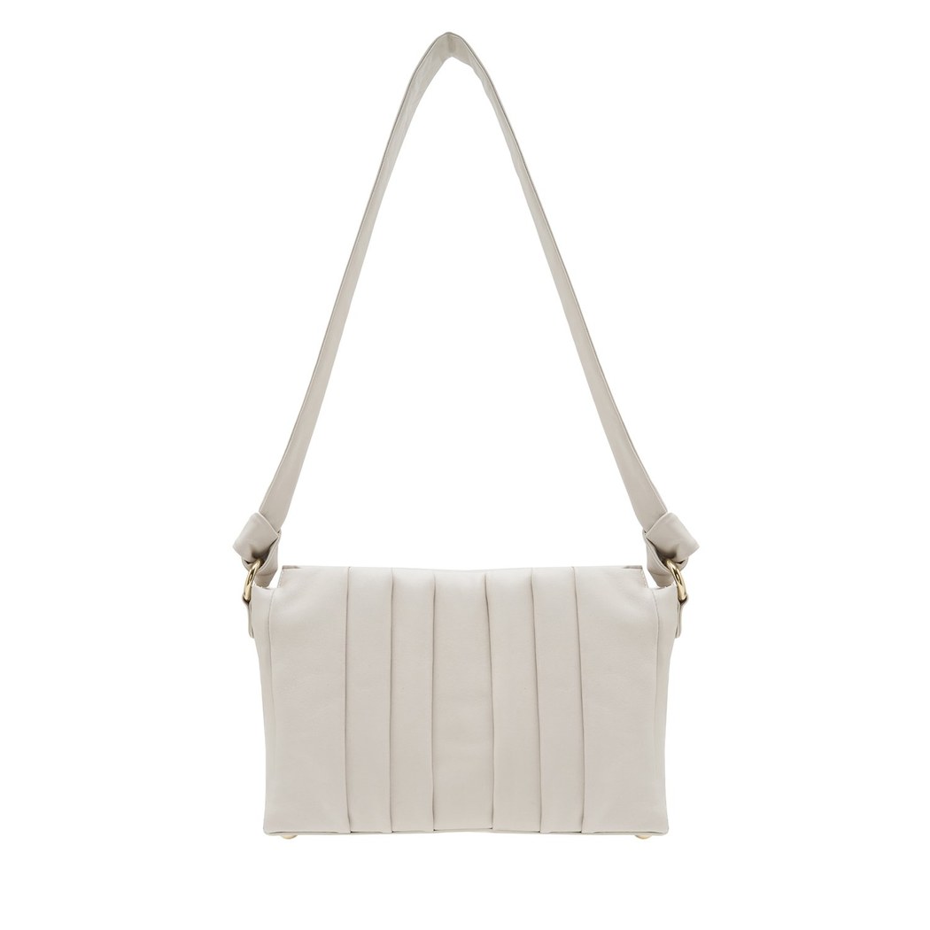 Lupin Beyaz Kadın Pilili Deri Omuz Askılı Çanta