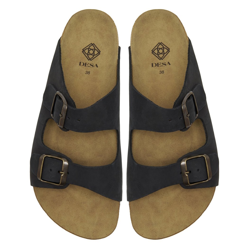 Majori Siyah Kadın Nubuk Terlik