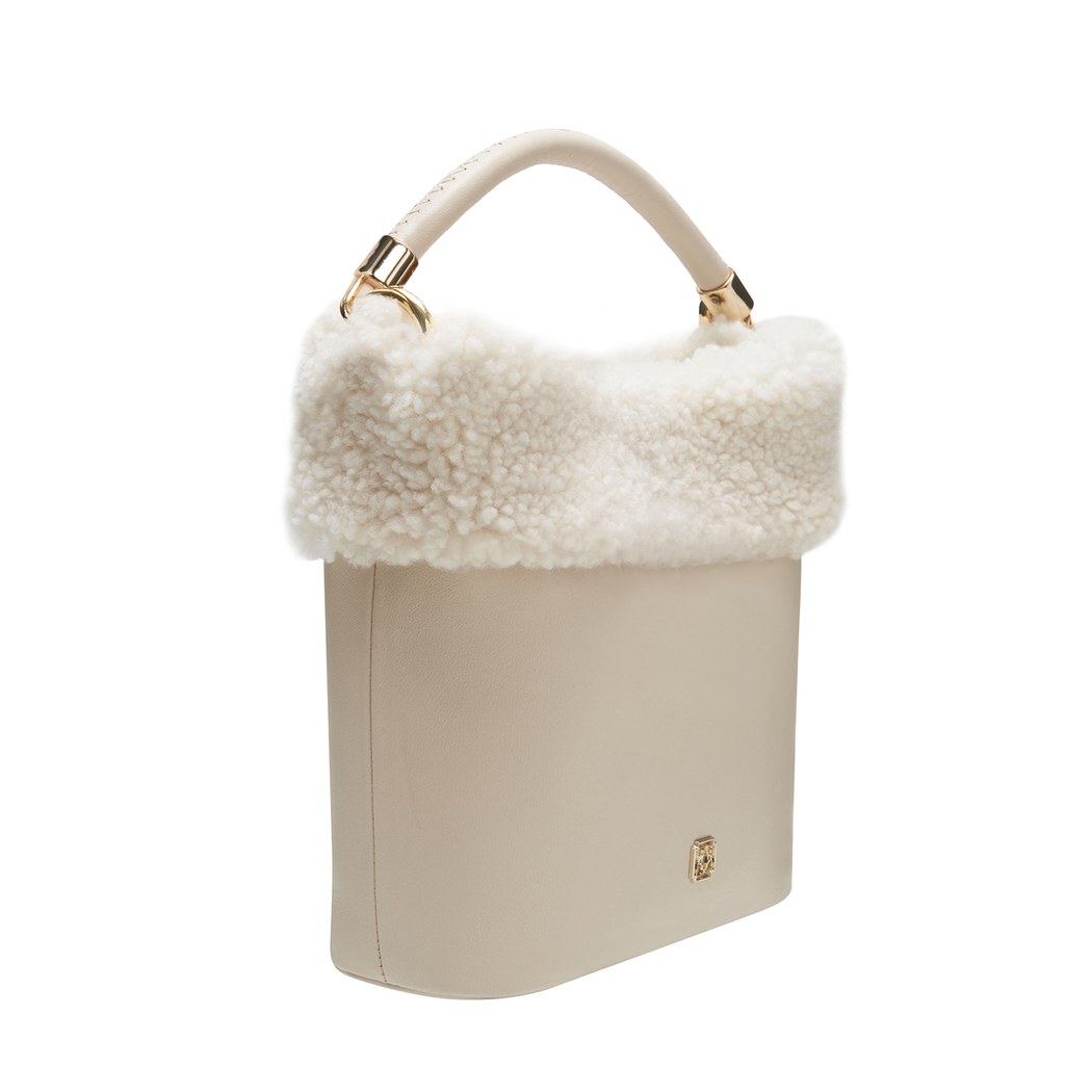 Mandy Krem Kadın Deri El Çantası