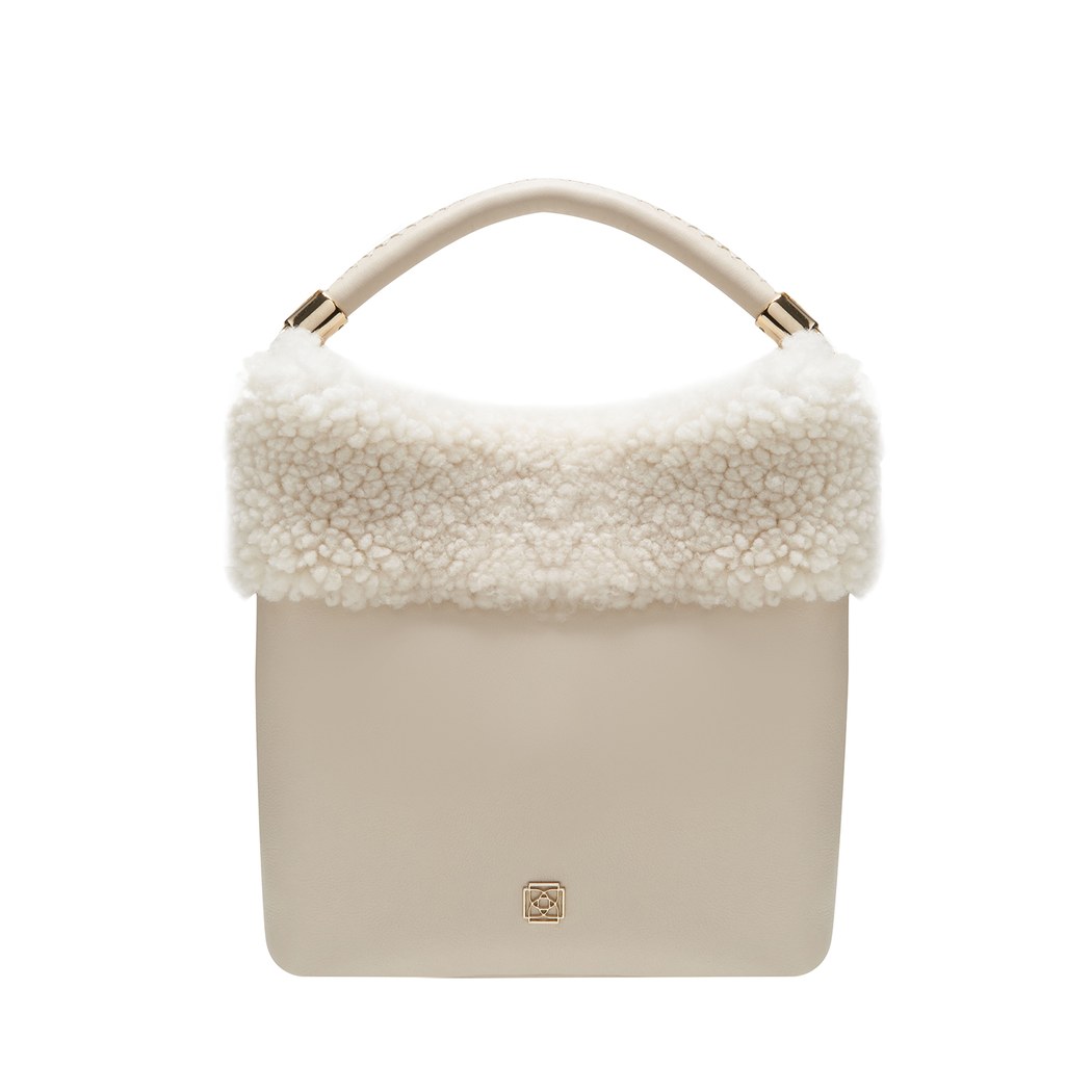 Mandy Krem Kadın Deri El Çantası