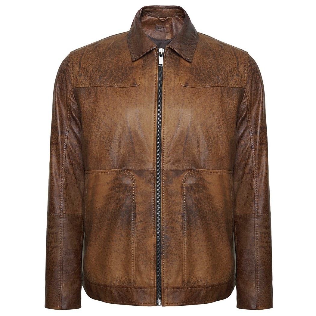 Manno Erkek Gömlek Yakalı Deri Ceket