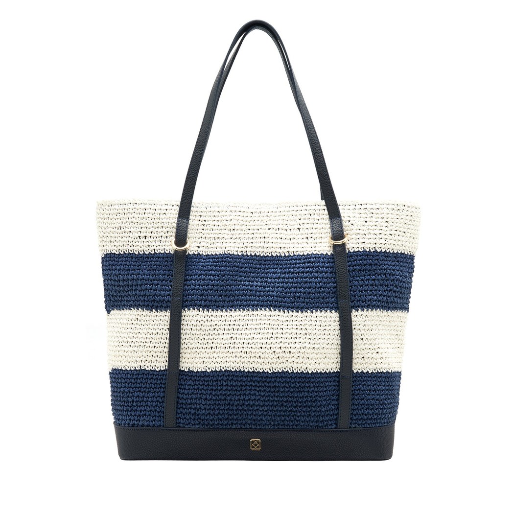 Manny Lacivert Kadın Hasır Omuz Çantası 