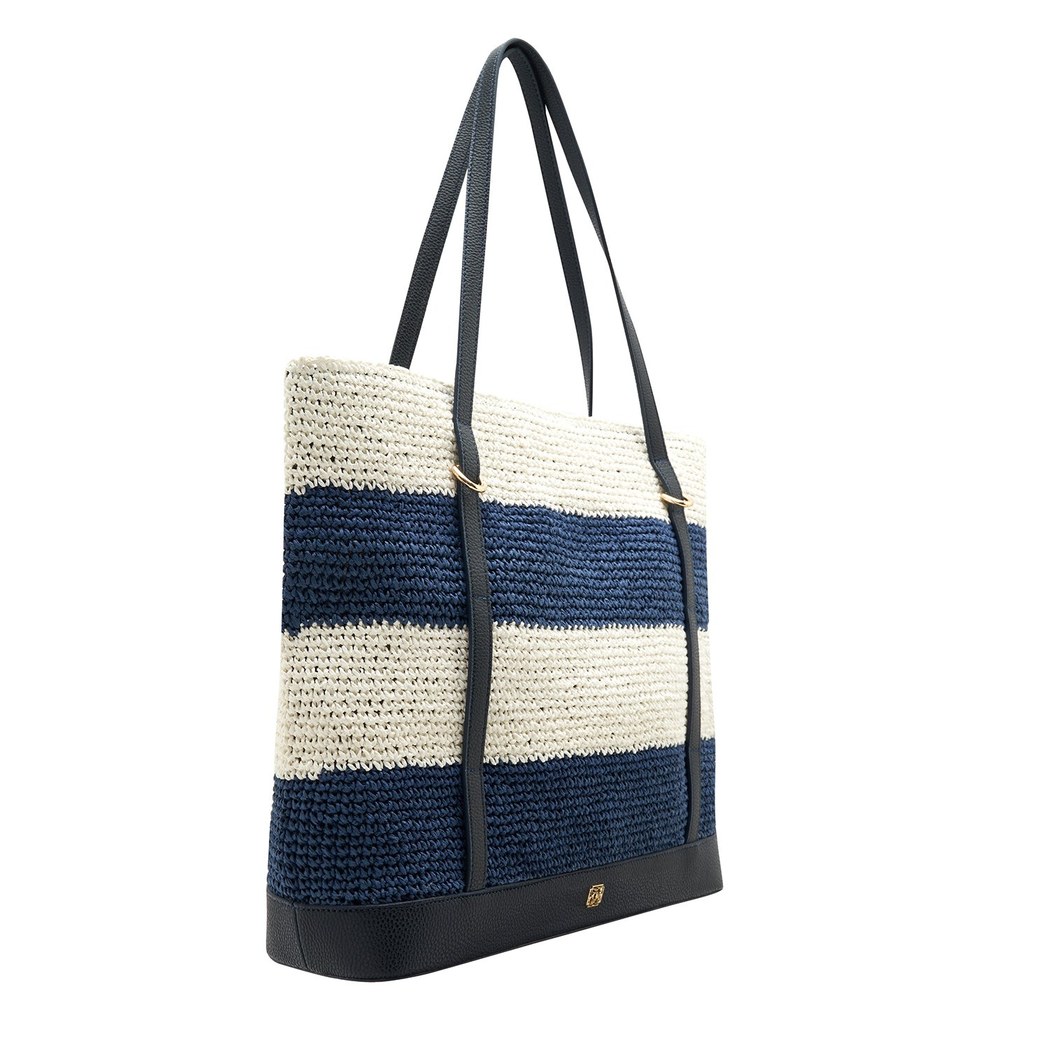 Manny Lacivert Kadın Hasır Omuz Çantası 