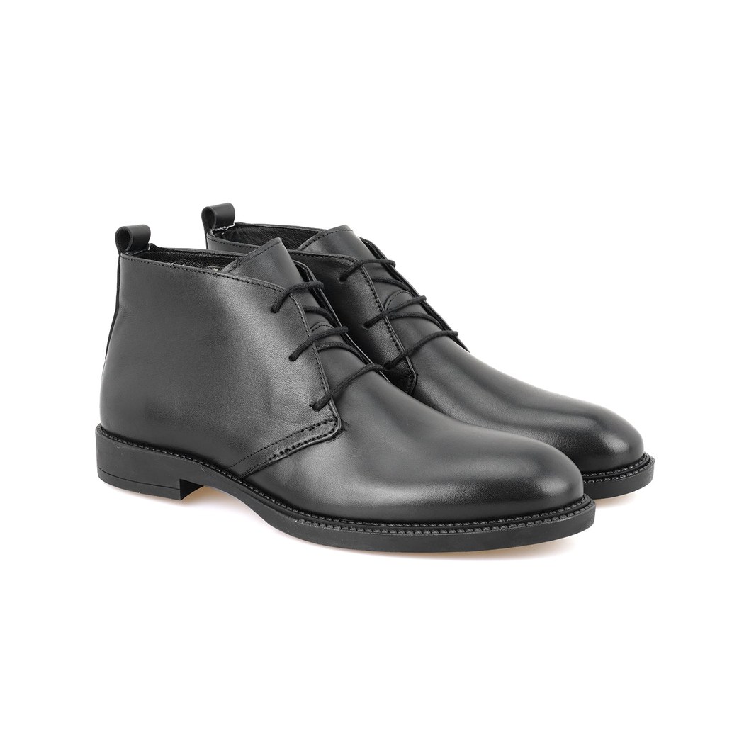 Marc Siyah Erkek Bağcıklı Deri Bot