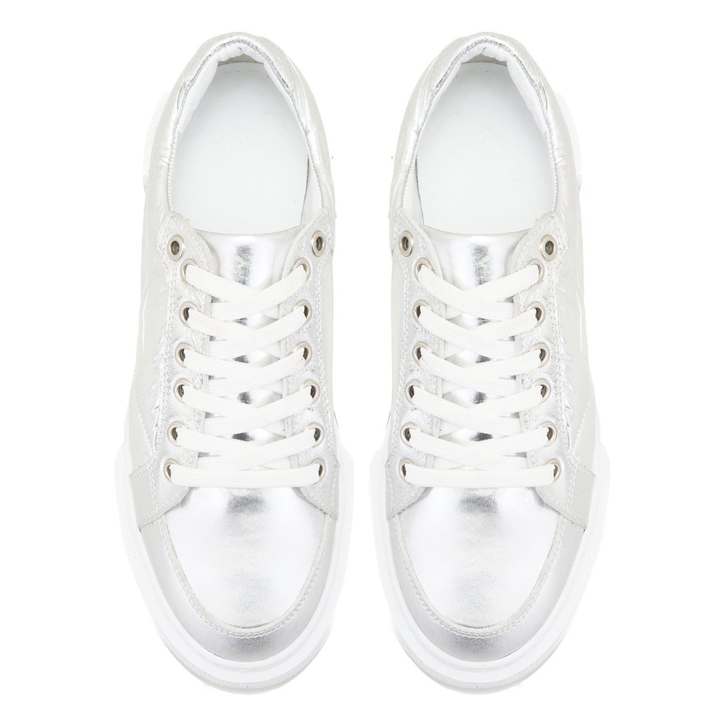 Marcala Gümüş Kadın Kapitone Deri Spor Ayakkabı