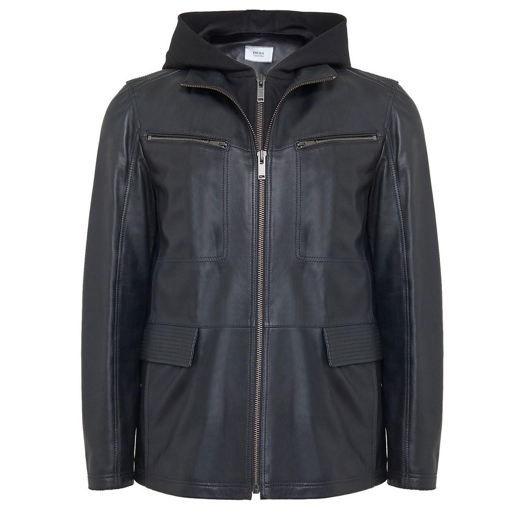 Marco Erkek Kapüşonlu Deri Ceket