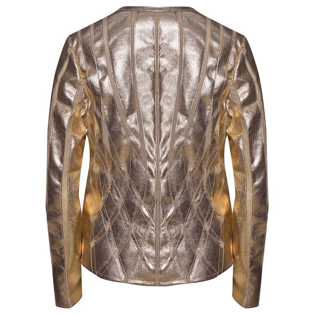 Marita Kadın Dairesel Panelli Deri Ceket