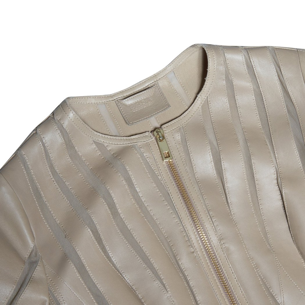 Marita Kadın Dairesel Panelli Deri Ceket