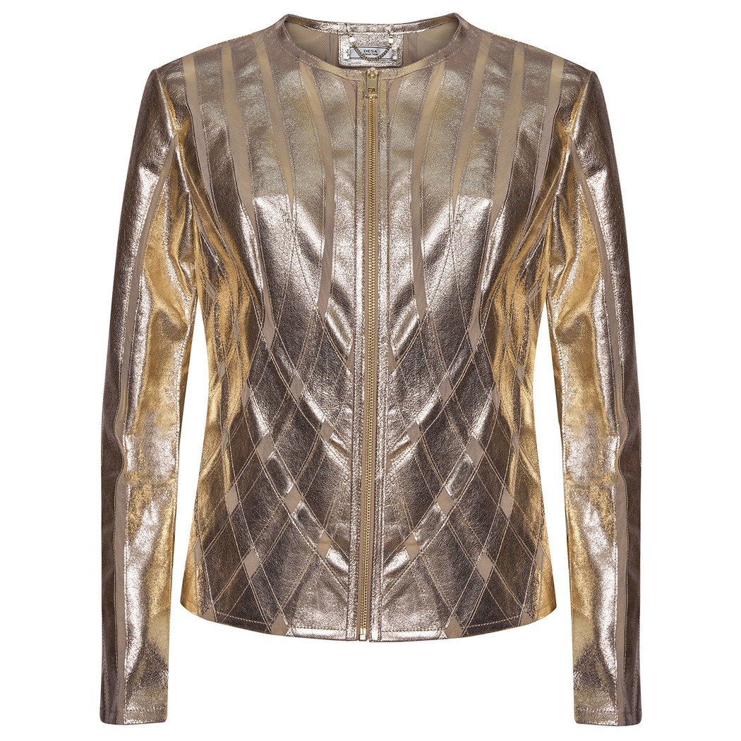 Marita Kadın Dairesel Panelli Deri Ceket