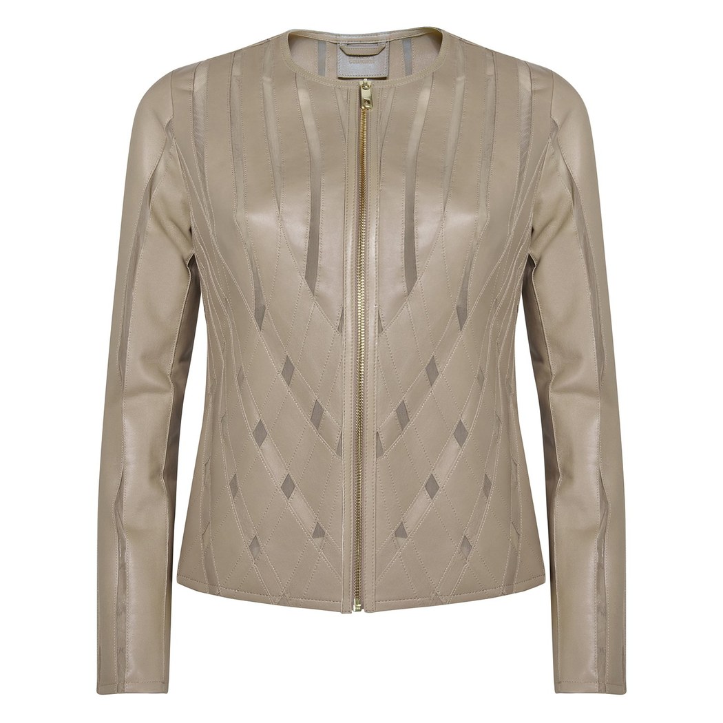 Marita Kadın Dairesel Panelli Deri Ceket