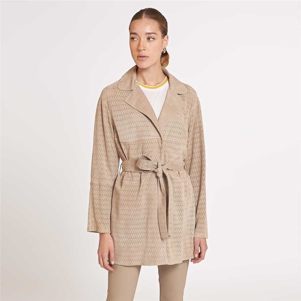 Marita Kadın Süet Perfore Trençkot