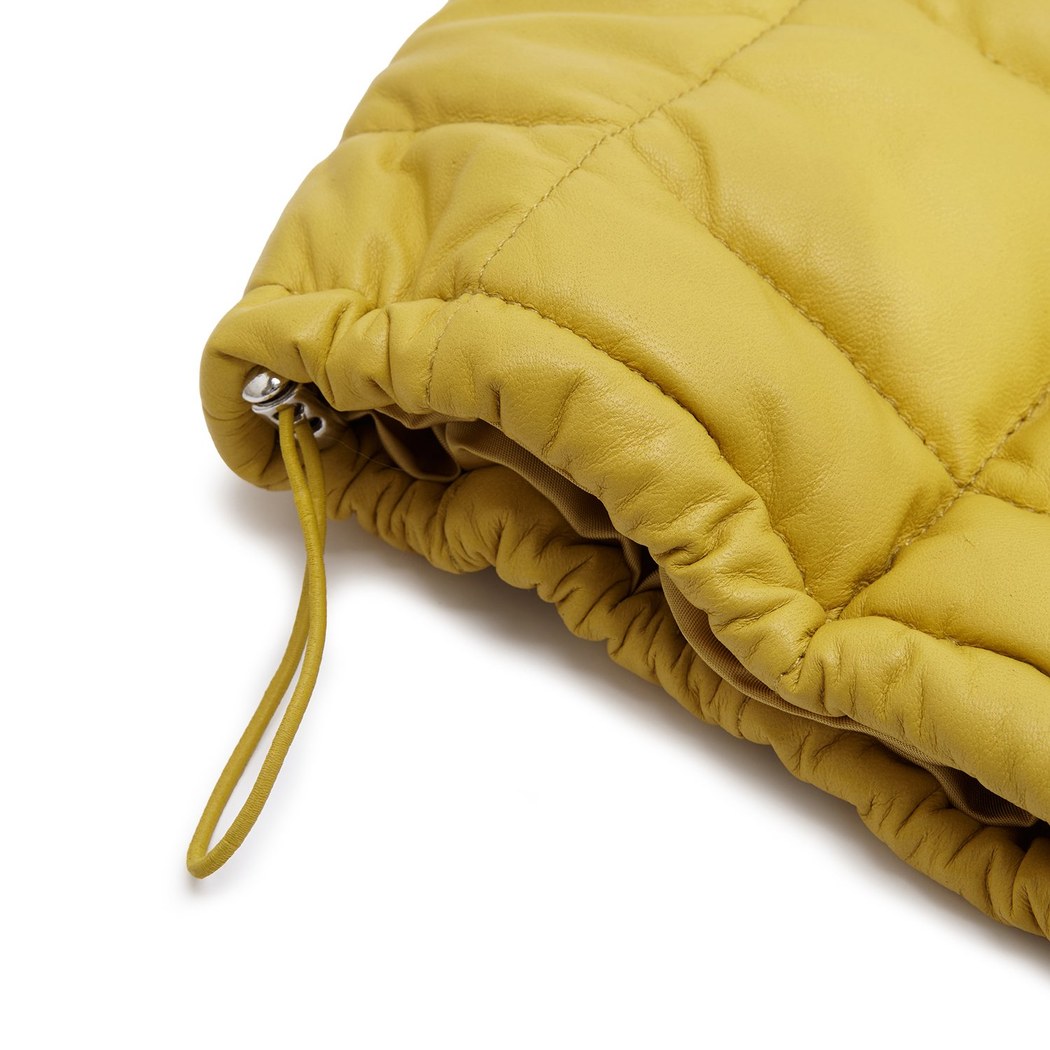 Marquise Sarı Kadın Kısa Puffer Deri Yelek