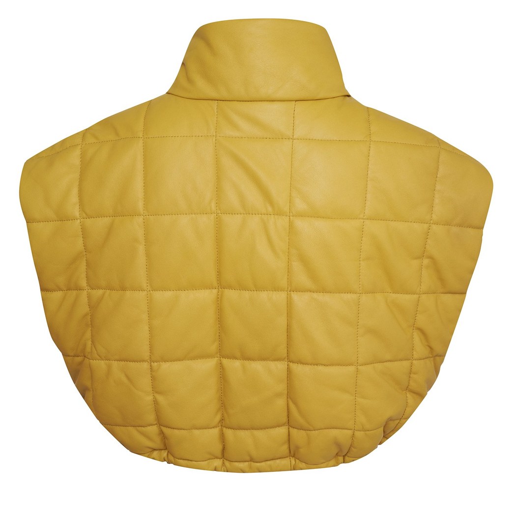 Marquise Sarı Kadın Kısa Puffer Deri Yelek