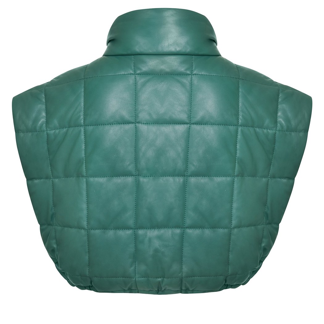 Marquise Yeşil Kadın Kısa Puffer Deri Yelek