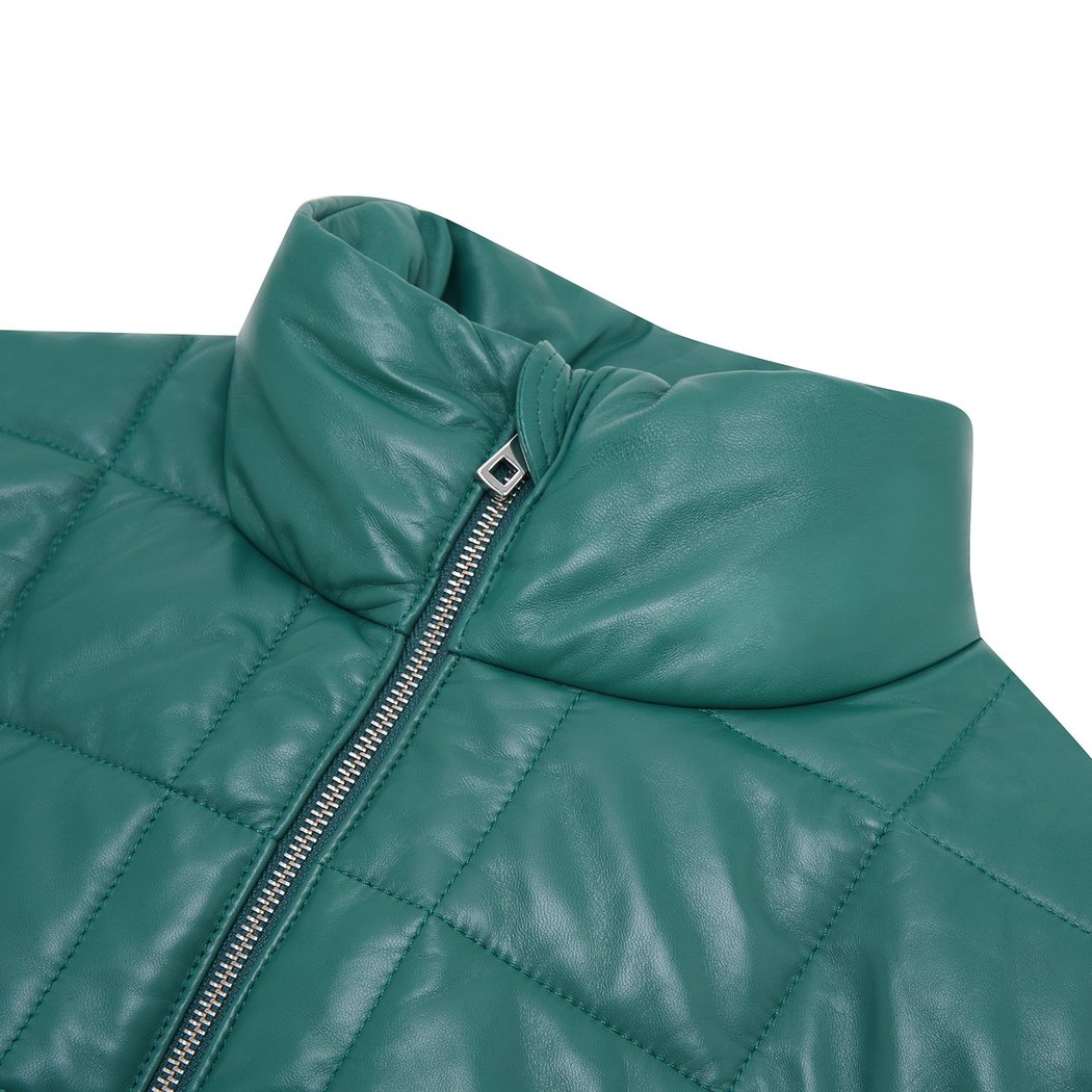 Marquise Yeşil Kadın Kısa Puffer Deri Yelek
