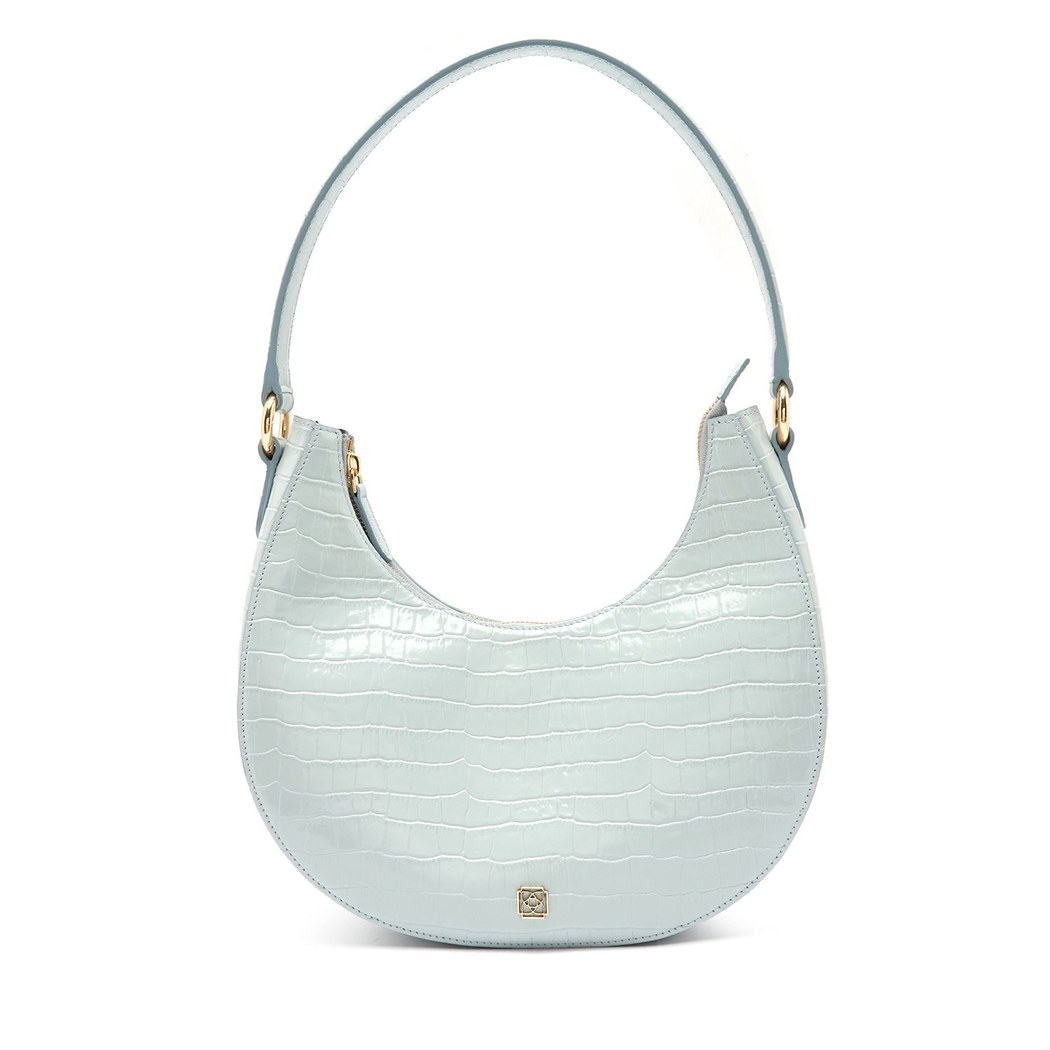 Marriva Buz Mavisi Kadın Kroko Baskılı Deri El Çantası 
