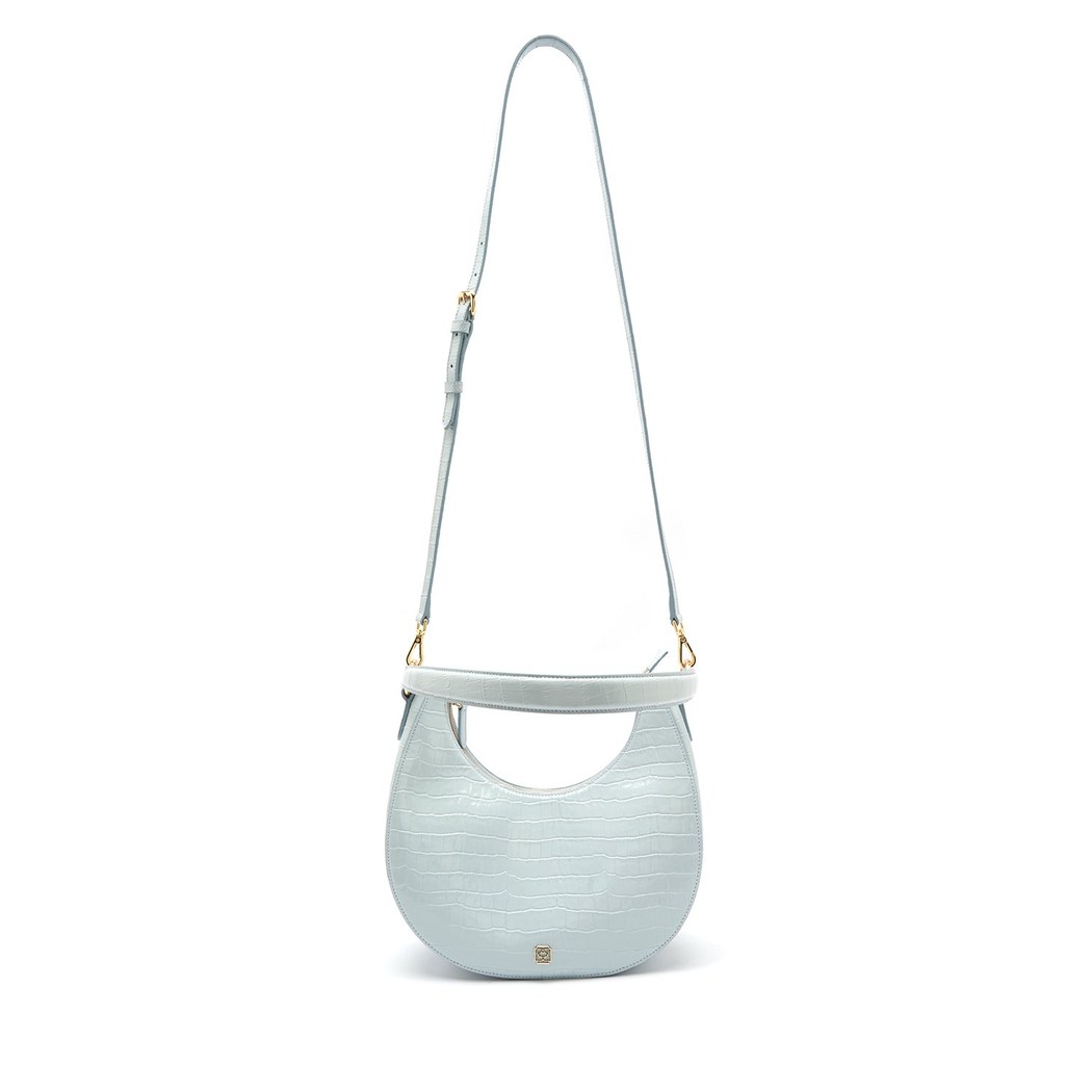Marriva Buz Mavisi Kadın Kroko Baskılı Deri El Çantası 