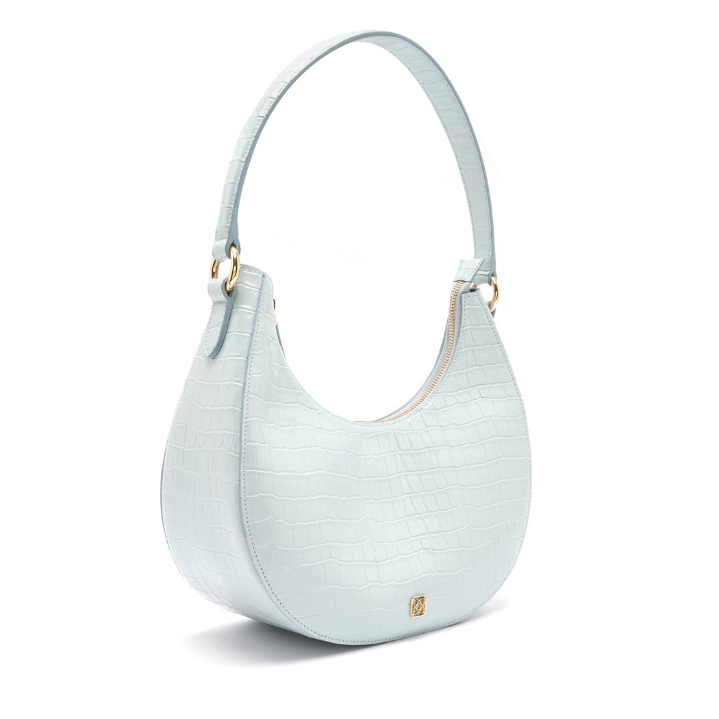 Marriva Buz Mavisi Kadın Kroko Baskılı Deri El Çantası 