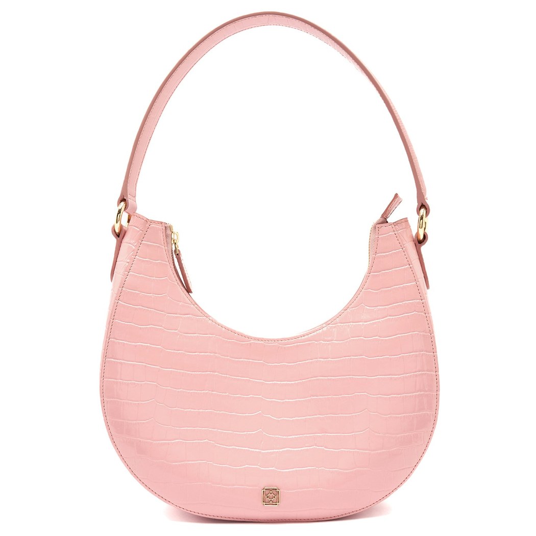 Marriva Pembe Kadın Kroko Baskılı Deri El Çantası 