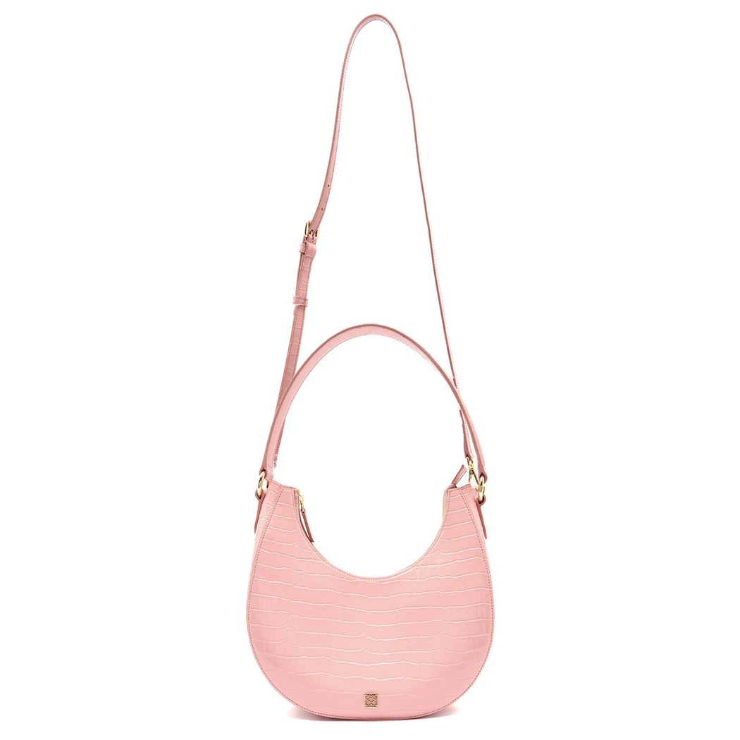 Marriva Pembe Kadın Kroko Baskılı Deri El Çantası 