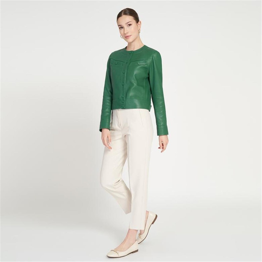 Marry Yeşil Kadın Deri Ceket