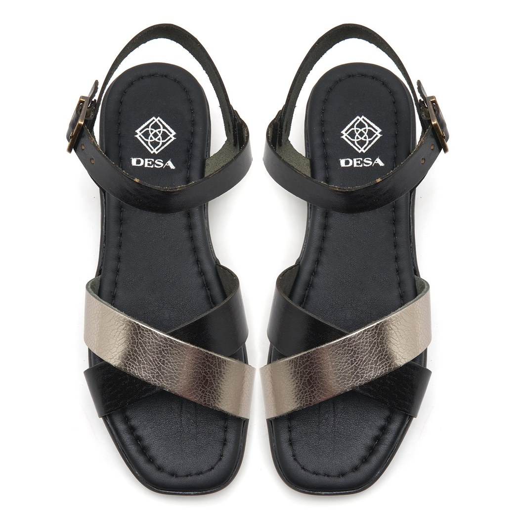 Marty Siyah Kadın Deri Sandalet