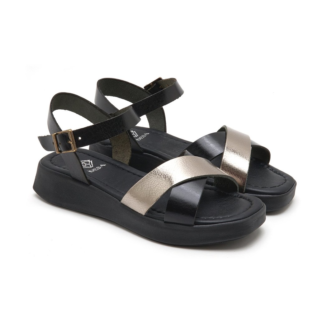 Marty Siyah Kadın Deri Sandalet