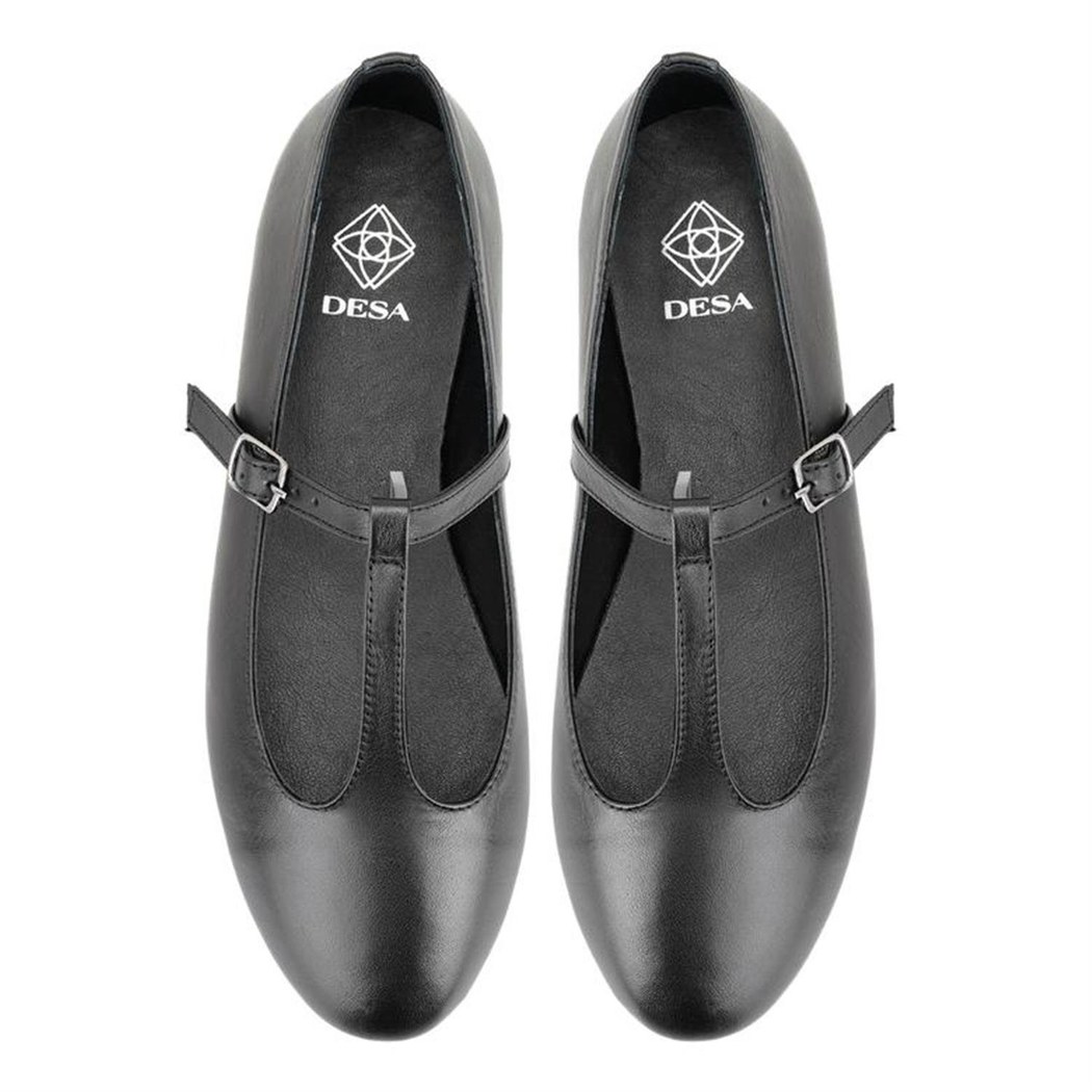 Matilda Siyah Kadın T-Bant Mary Jane Deri Babet