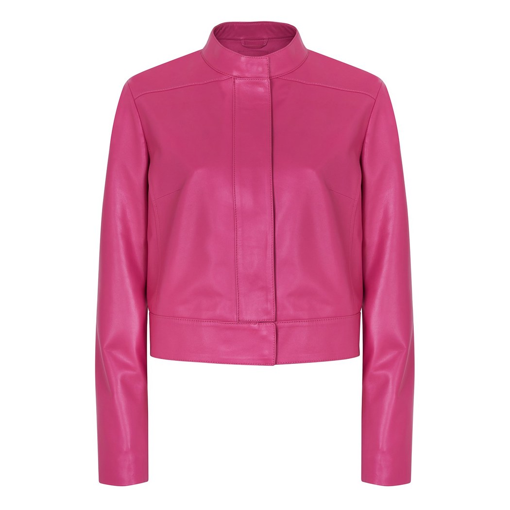 Maura Pembe Kadın Deri Ceket