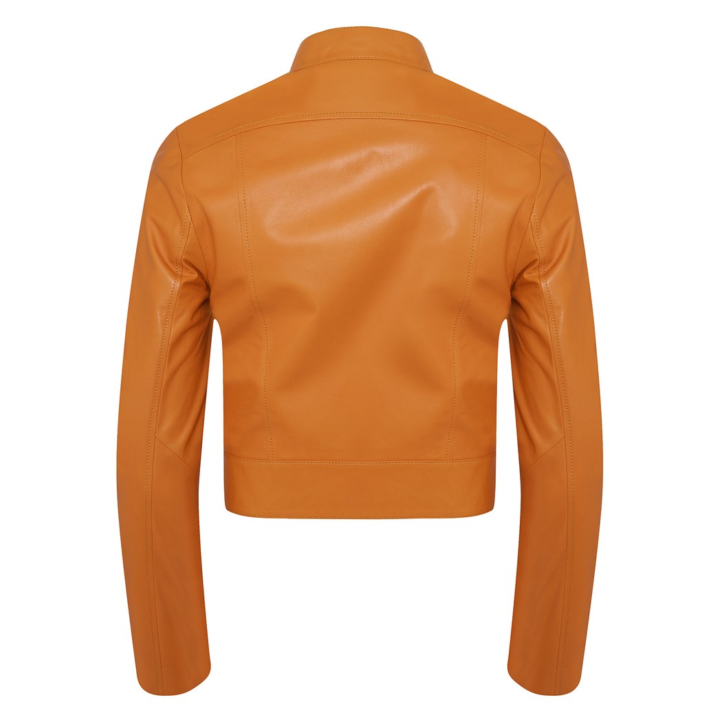 Maura Turuncu Kadın Deri Ceket
