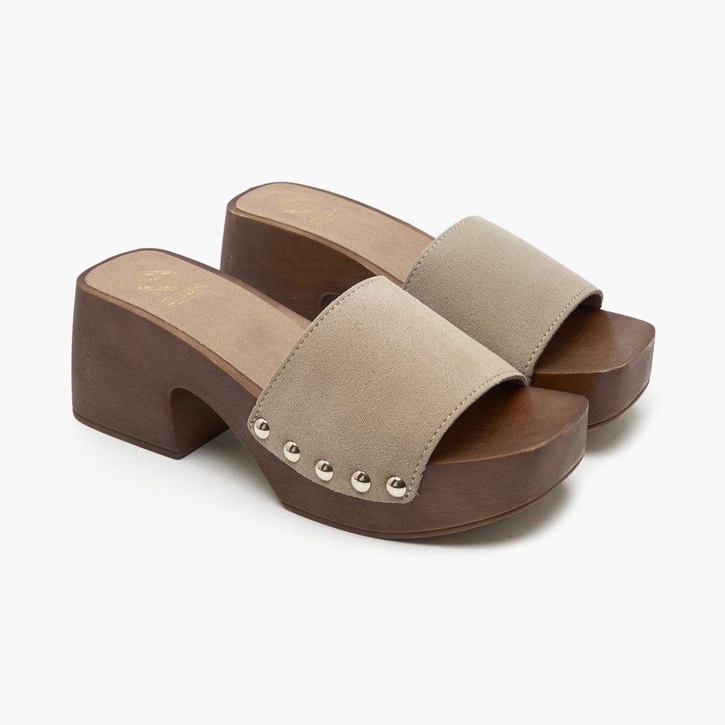 Mauren Bej Kadın Süet Deri Takunya Terlik