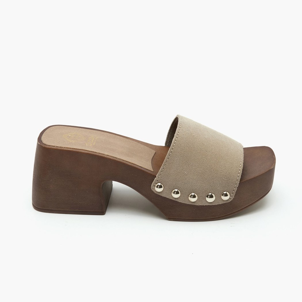 Mauren Bej Kadın Süet Deri Takunya Terlik