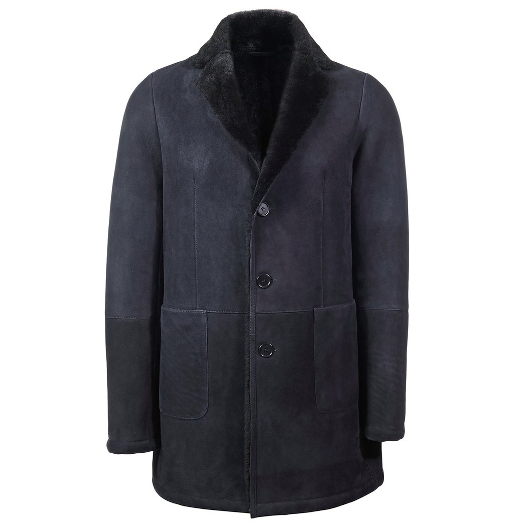 Mavi Diocleziano Erkek Kürk Kaban