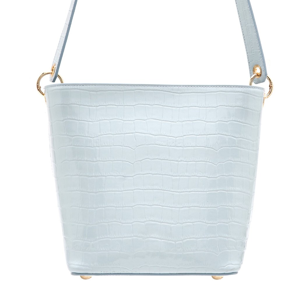 Maximar Mavi Kadın Kroko Baskılı Deri Omuz Çantası