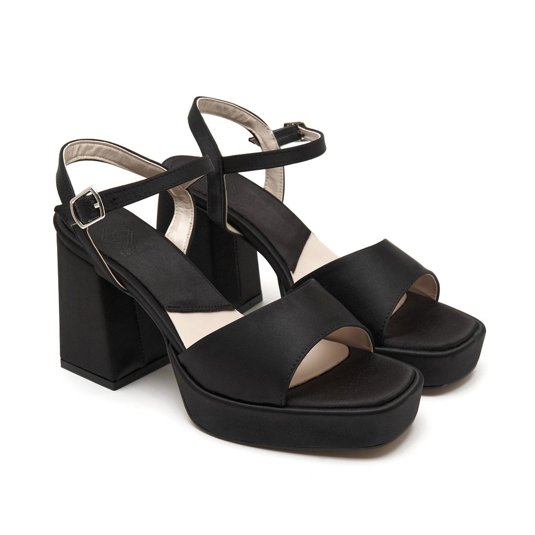 Mellina Saten Siyah Kadın Topuklu Sandalet