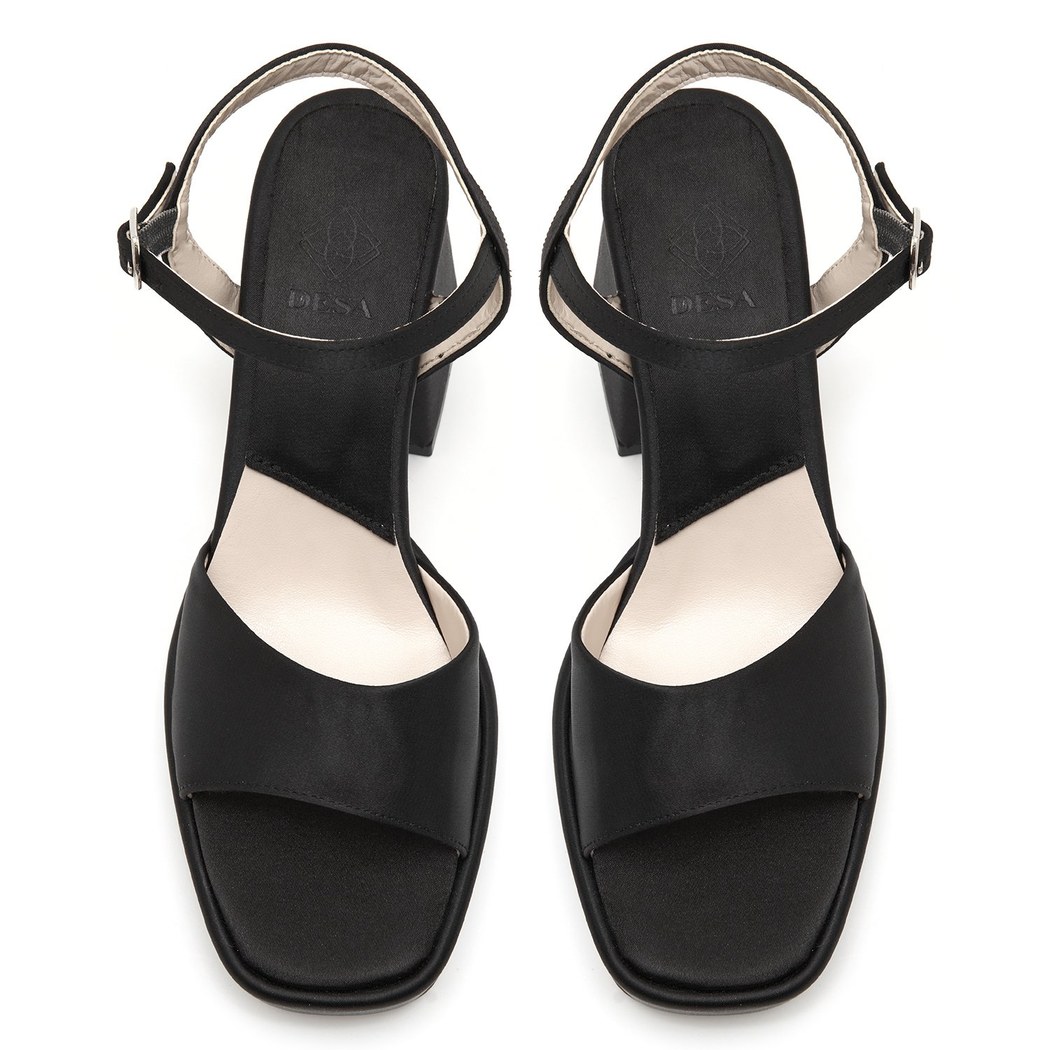 Mellina Saten Siyah Kadın Topuklu Sandalet