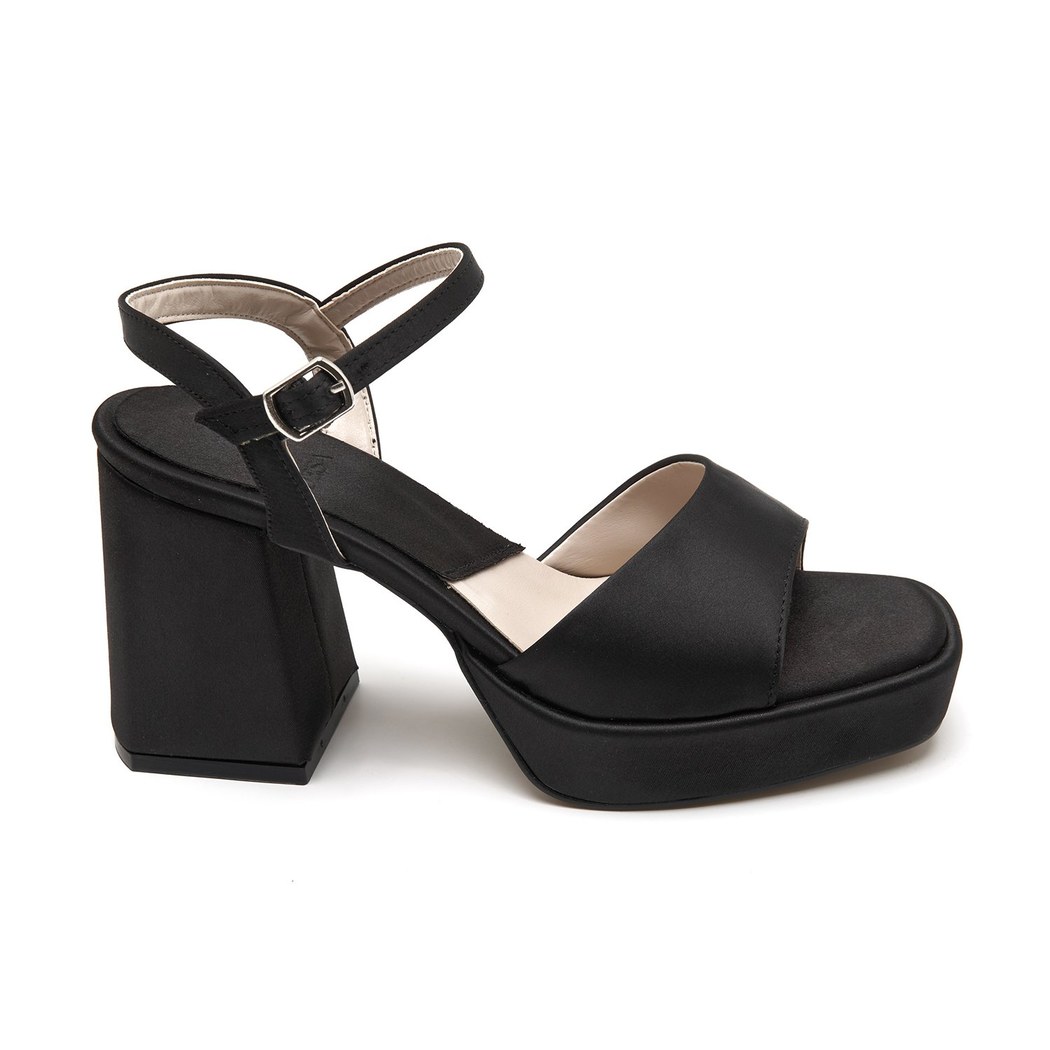 Mellina Saten Siyah Kadın Topuklu Sandalet