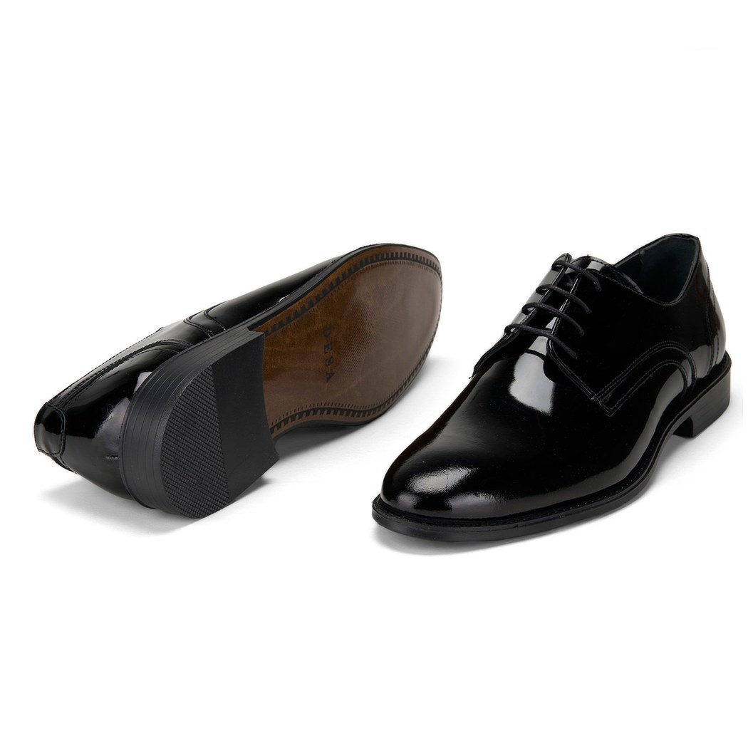 Merlin Siyah Erkek Klasik Rugan Deri Ayakkabı