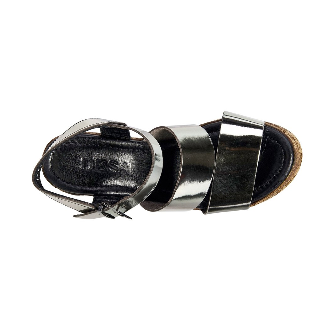 Metalik Kadın Dolgu Topuk Sandalet