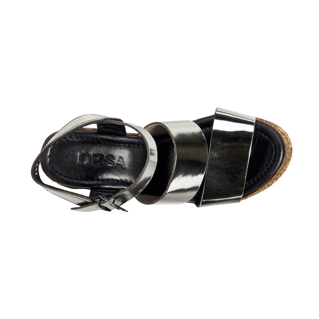 Metalik Kadın Dolgu Topuk Sandalet