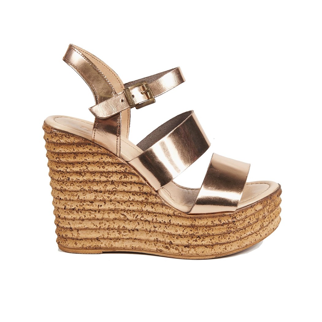 Metalik Kadın Dolgu Topuk Sandalet