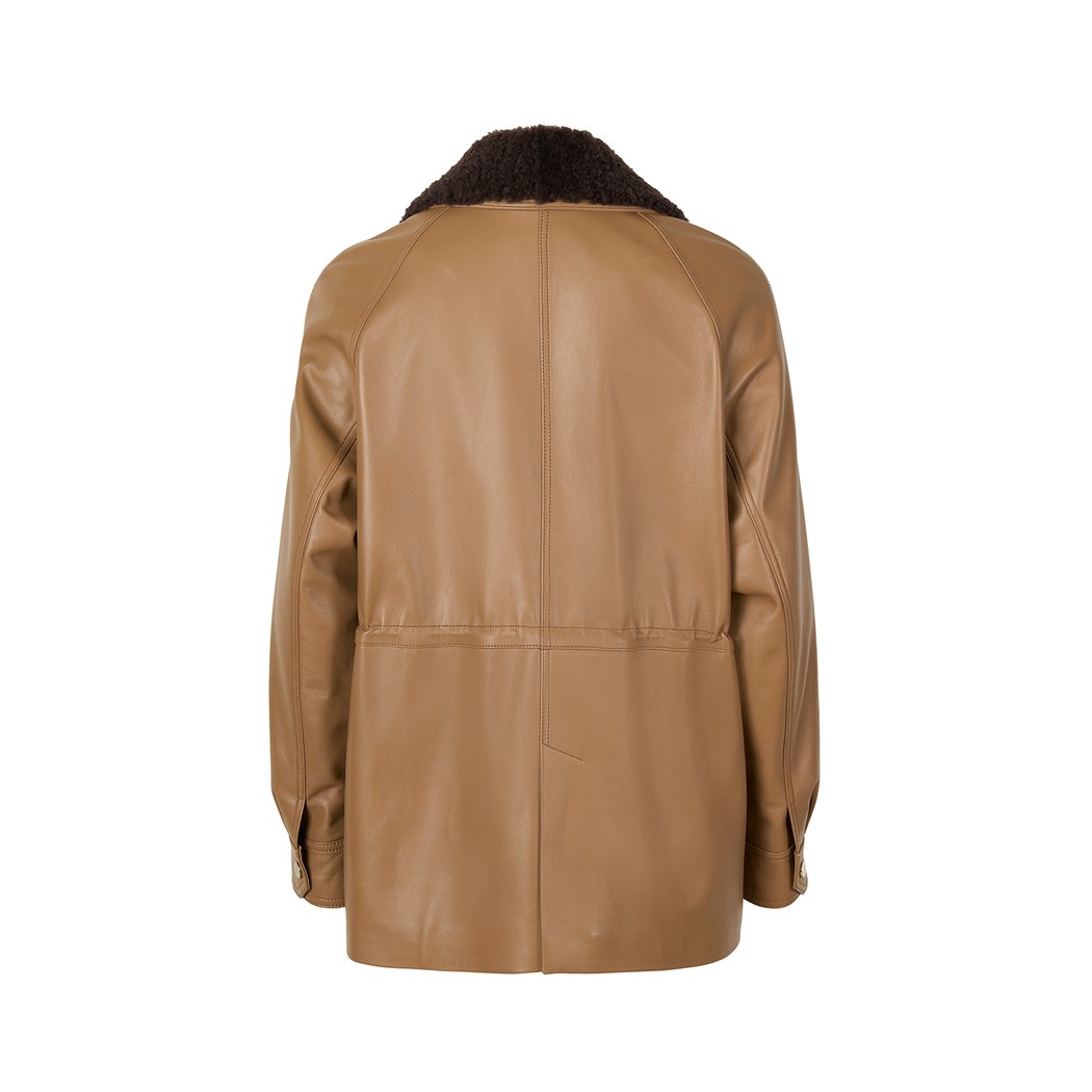 Mileni Açık Kahve Kadın Kürk Yakalı Kaban