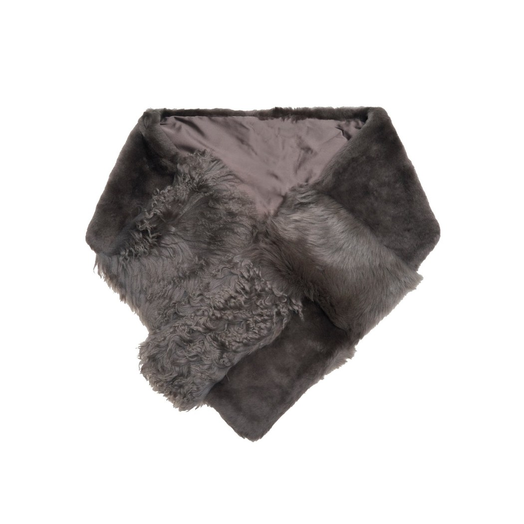 Miranna Gri Kadın Kürk Şal Yaka