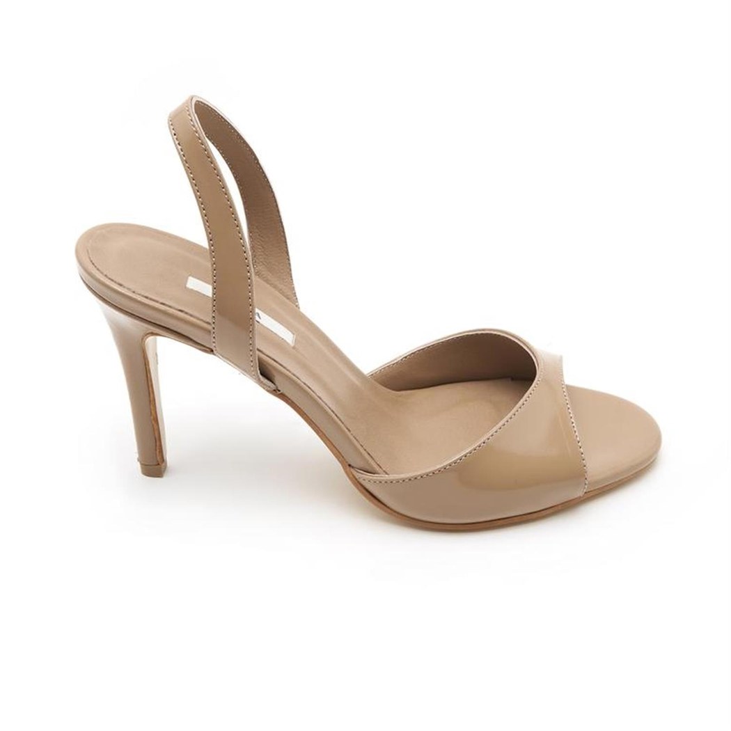 Muni Krem Kadın Rugan Deri Abiye Sandalet