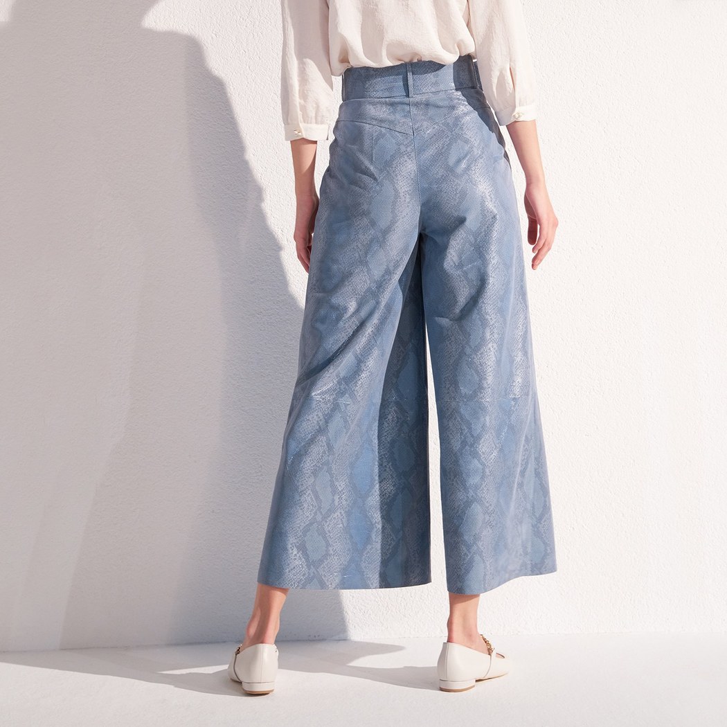 Nicia Piton Baskılı Deri Pantolon