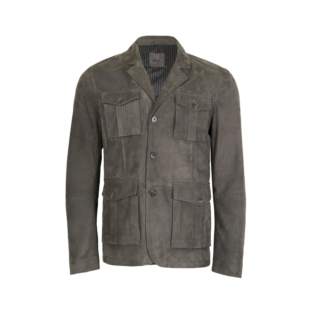 Nicolie Gri Erkek Süet Safari Ceket