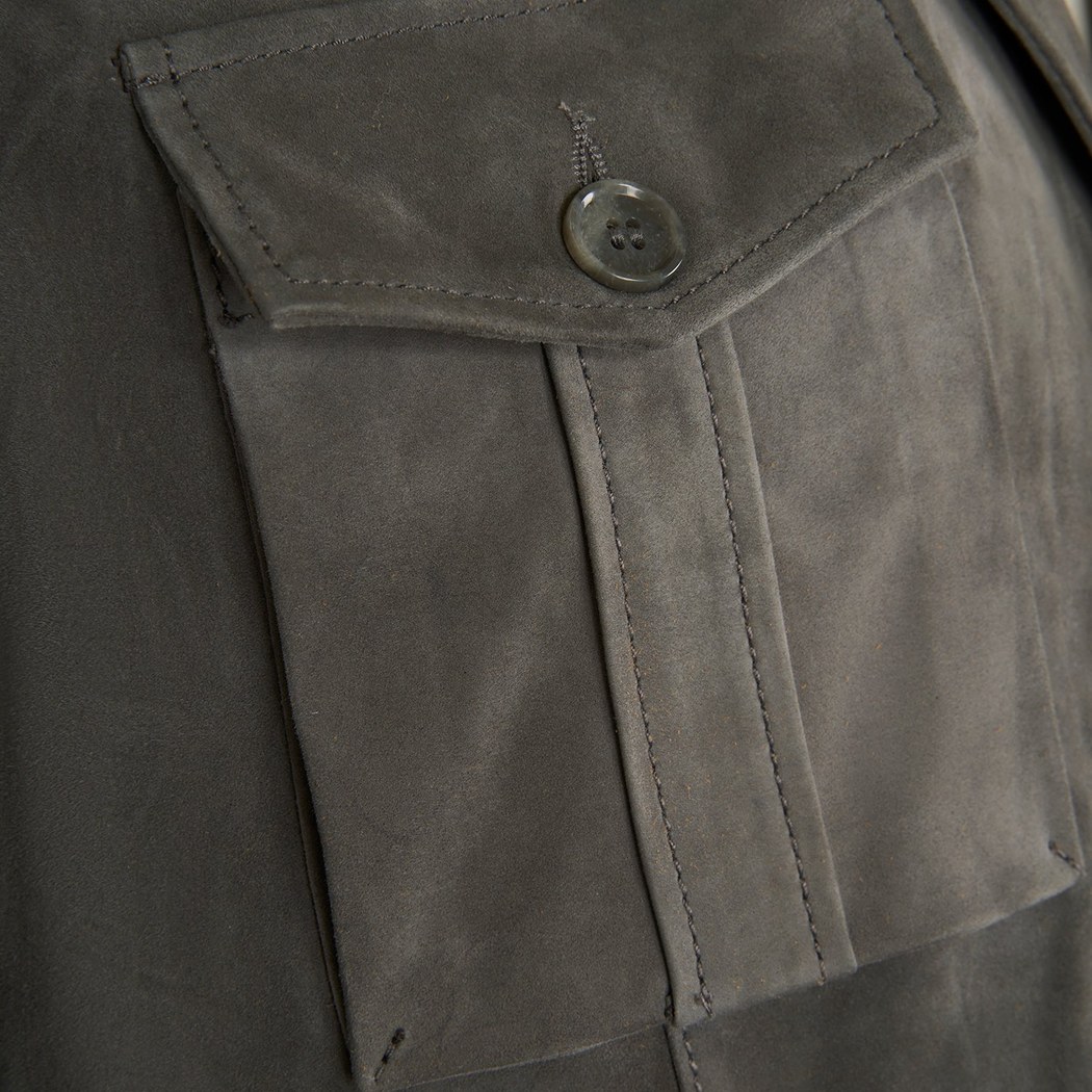 Nicolie Gri Erkek Süet Safari Ceket