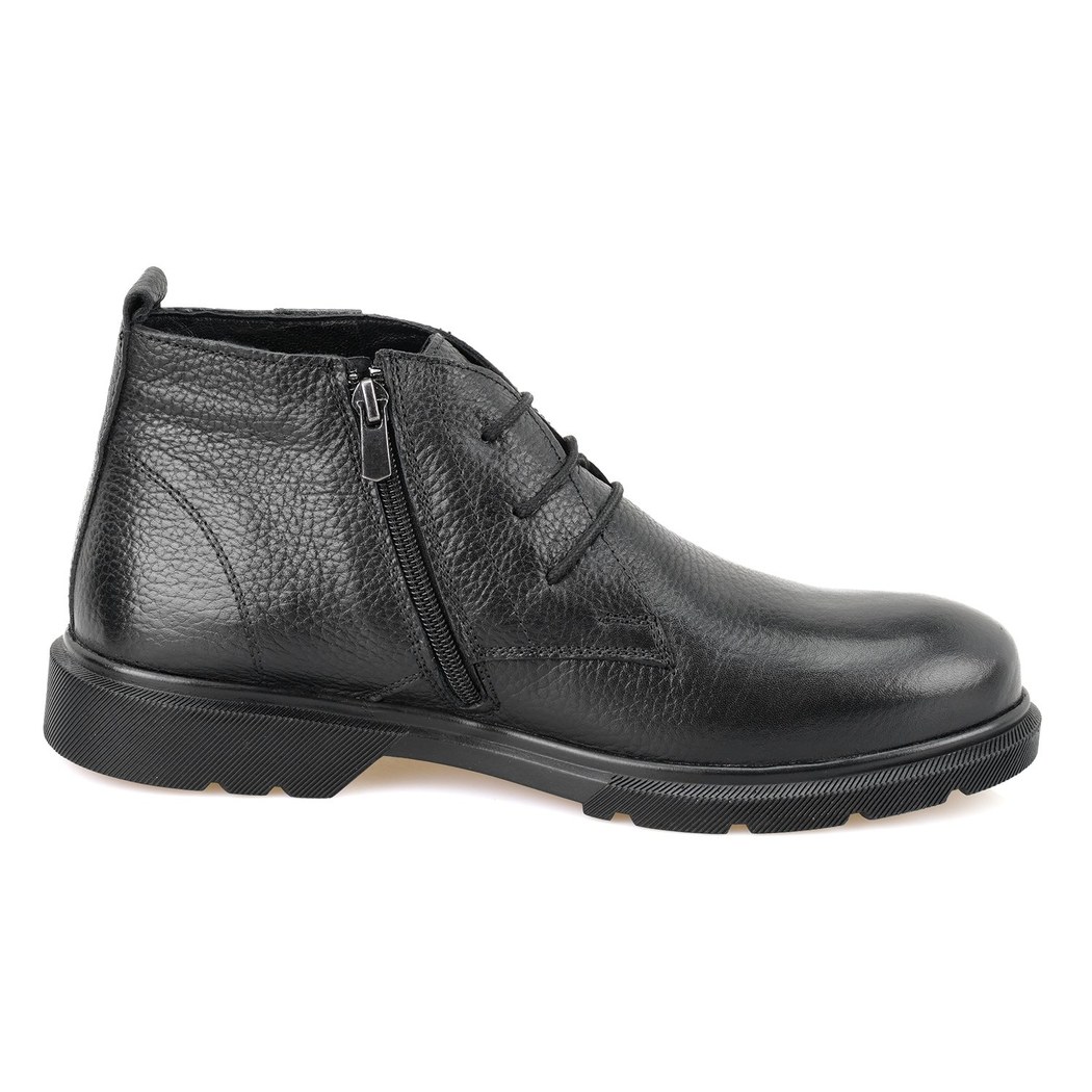 Nicolo Siyah Erkek Fermuarlı Deri Bot