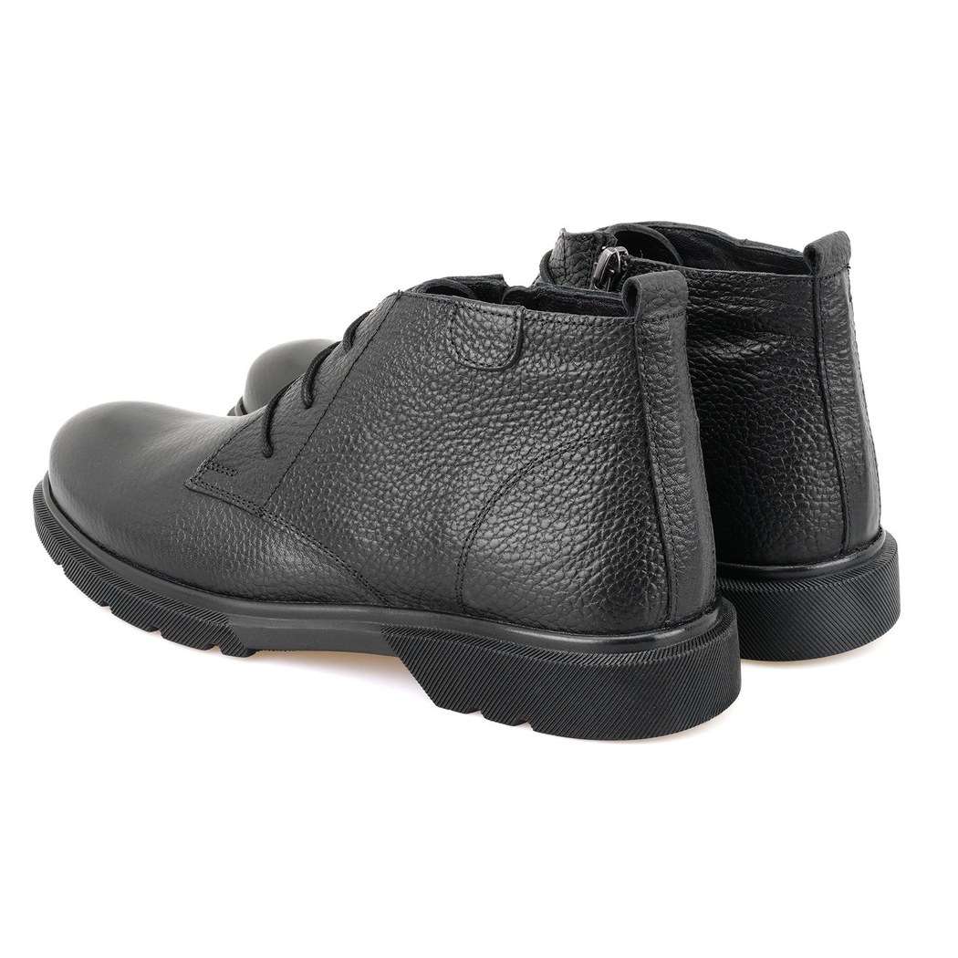 Nicolo Siyah Erkek Fermuarlı Deri Bot